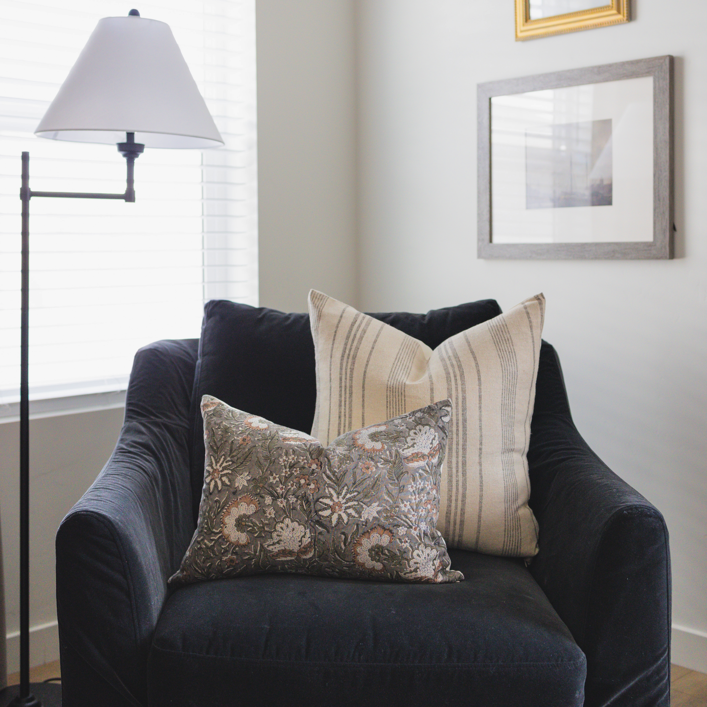 Medium Lumbar Pillow Cover - Heirloom Floral Block Print