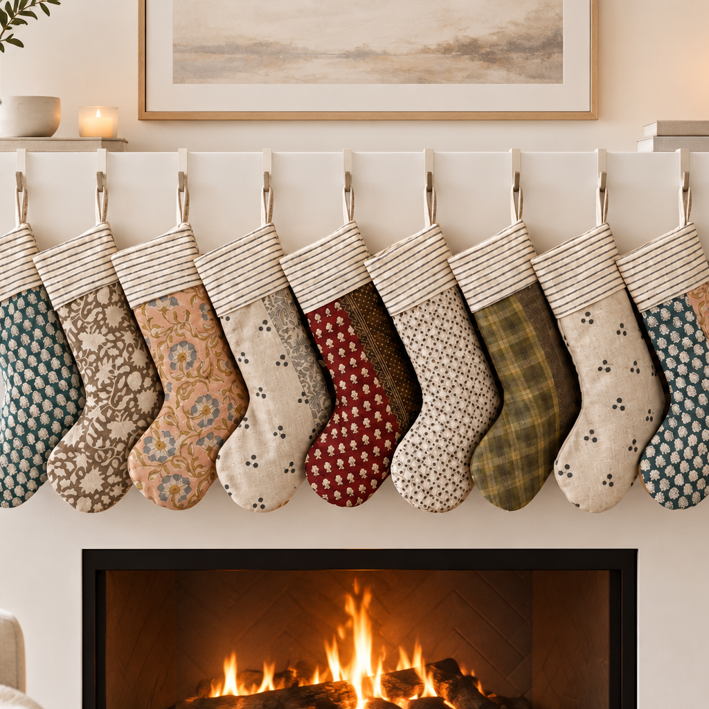 Block Print Christmas Stocking