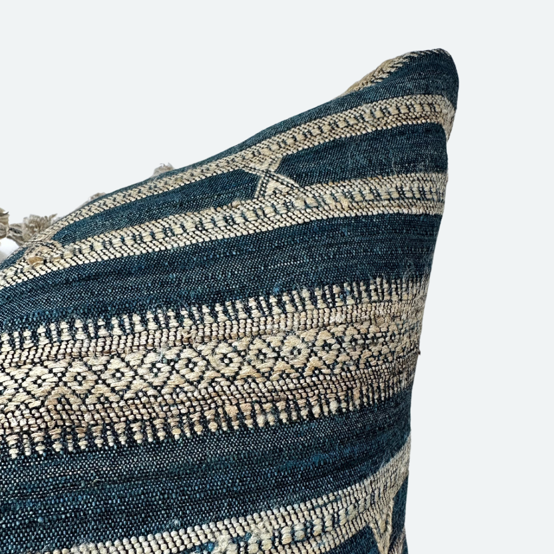 Square Pillow Cover - Antique Indigo Indian Silk