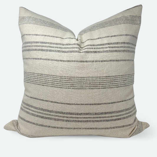 Square Pillow Cover - Brown Woven Stripe