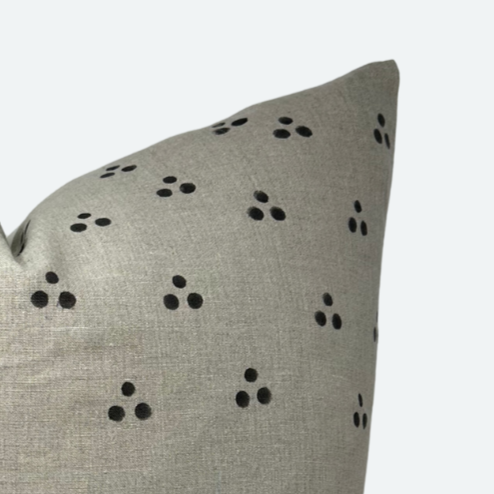 CUSTOM Pillow Cover - Slate Grey Dot Block Print