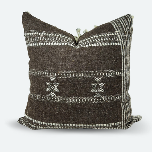 Square Pillow Cover - Cocoa Indian Wool Stripe