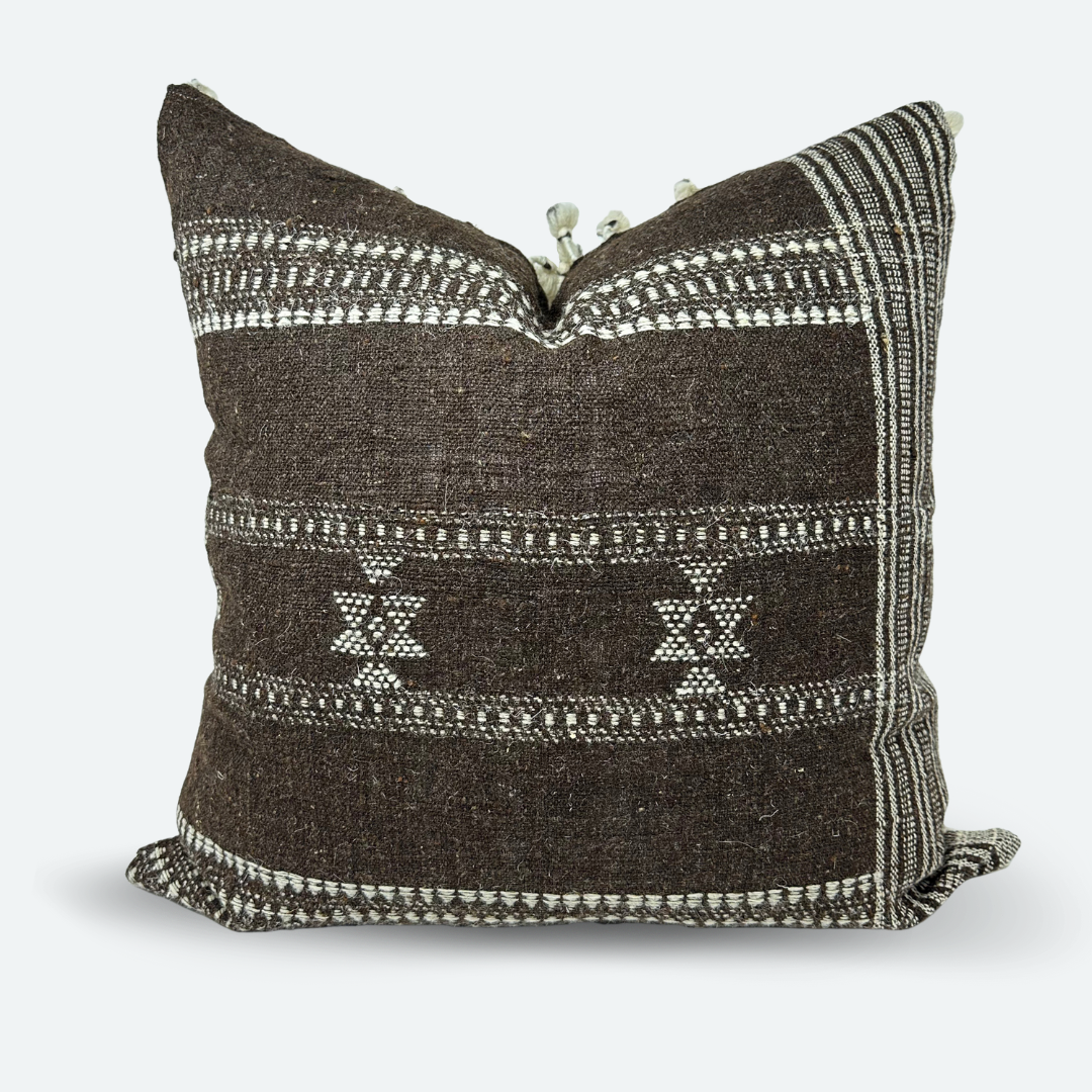 CUSTOM Pillow Cover - Cocoa Indian Wool Stripe