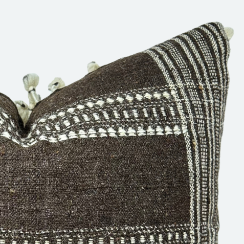 CUSTOM Pillow Cover - Cocoa Indian Wool Stripe