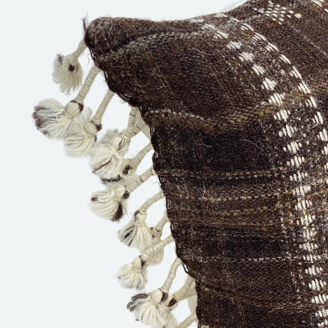 CUSTOM Pillow Cover - Cocoa Indian Wool Stripe