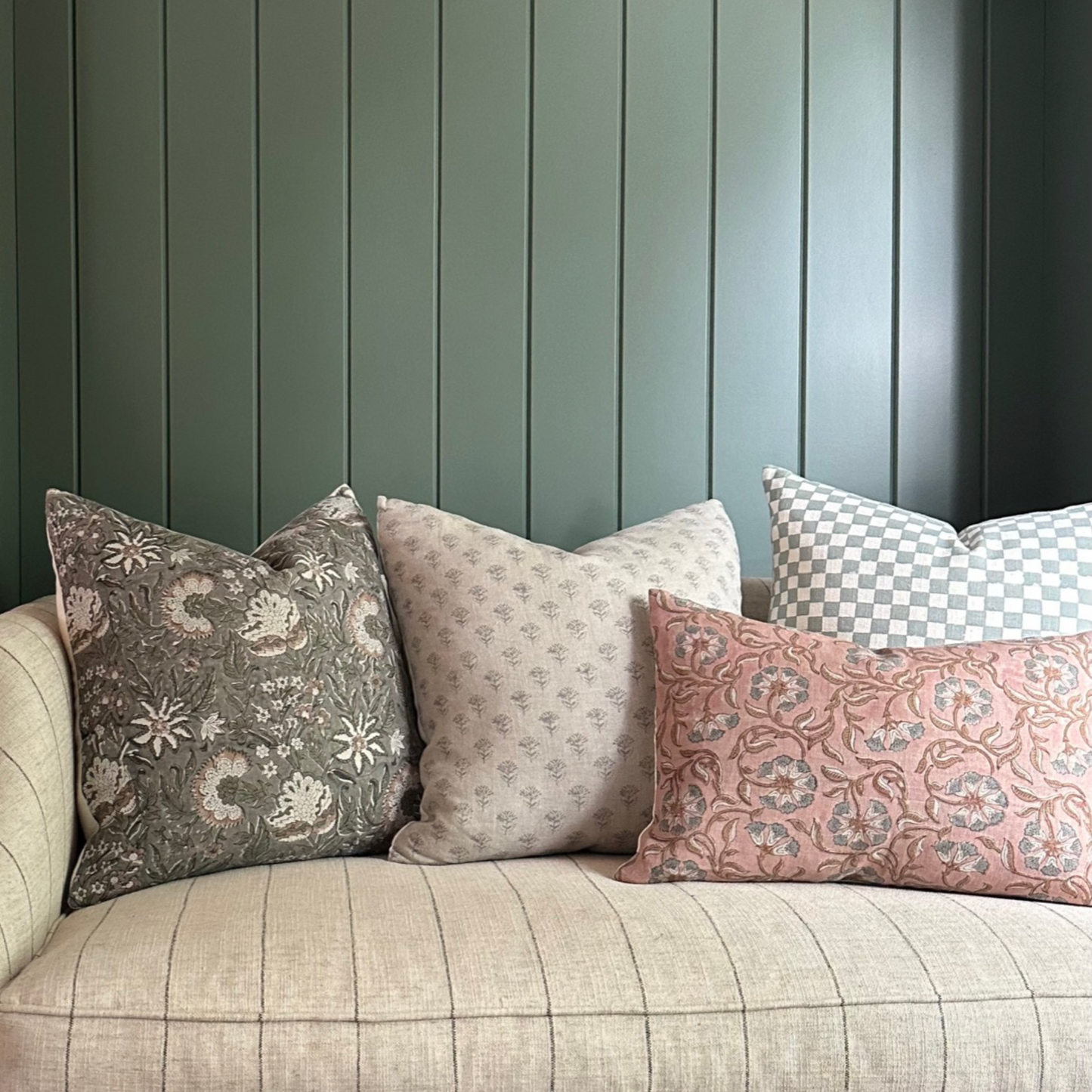 Square Pillow Cover - Heirloom Floral Block Print