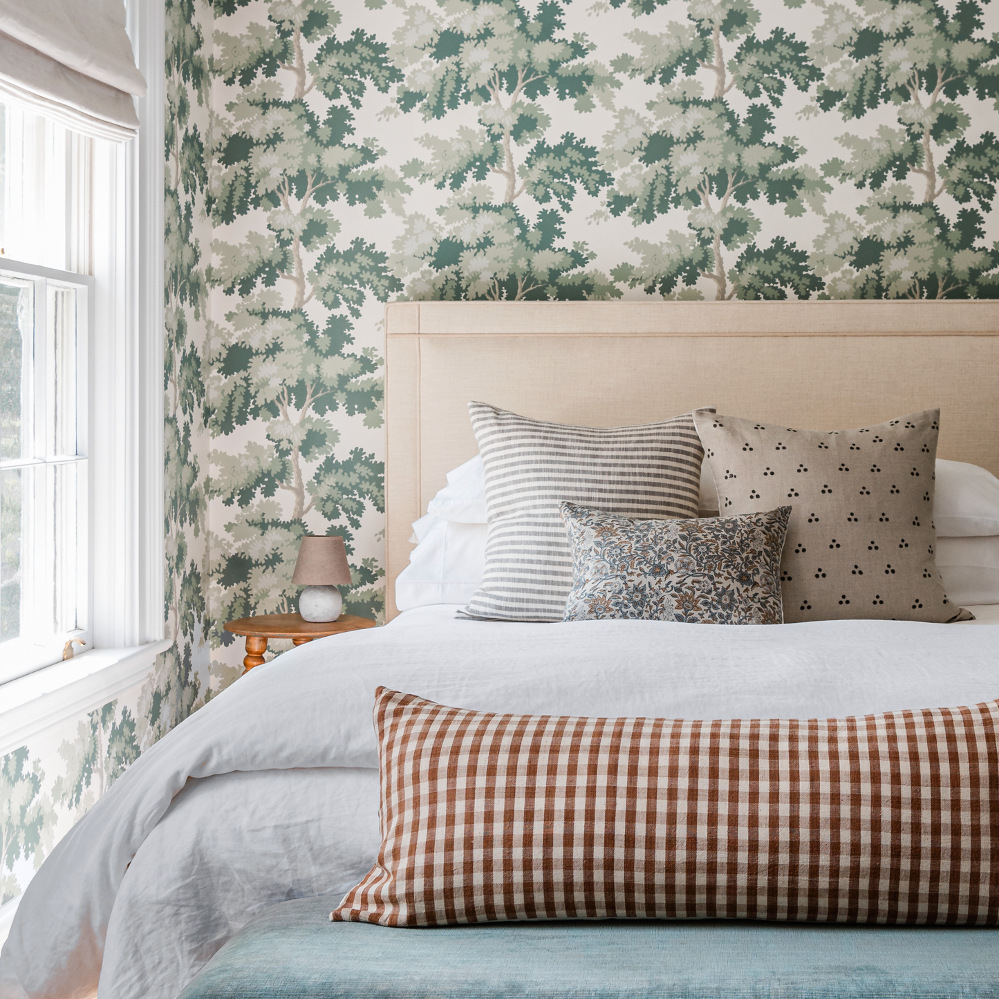 Square Pillow Cover - Fawn Woven Gingham