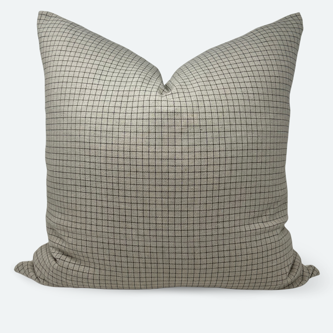 Square Pillow Cover - Grey Woven Grid