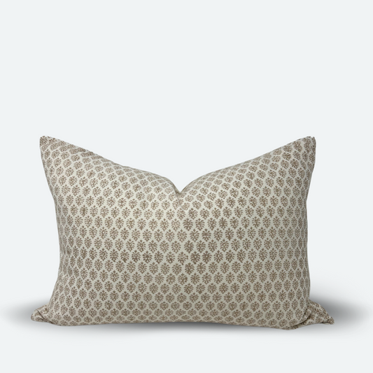 Medium Lumbar Pillow Cover - Sandy Bloom Block Print