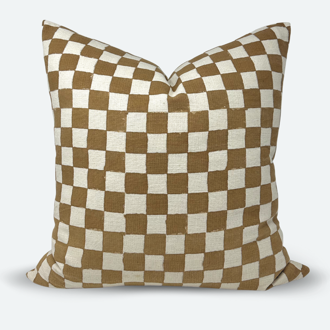 Square Pillow Cover - Terracotta Checkered Block Print – EVERAND