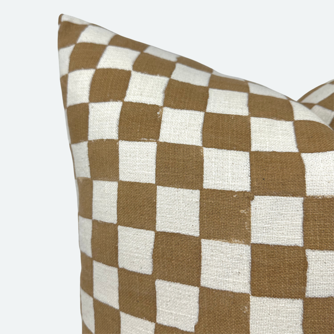 CUSTOM Pillow Cover - Terracotta Checkered Block Print