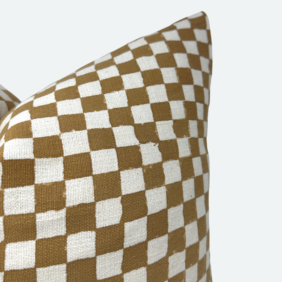 Square Pillow Cover - Terracotta Checkered Block Print – EVERAND