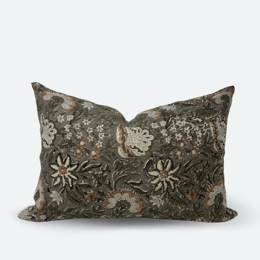 CUSTOM Pillow Cover - Heirloom Floral Block Print