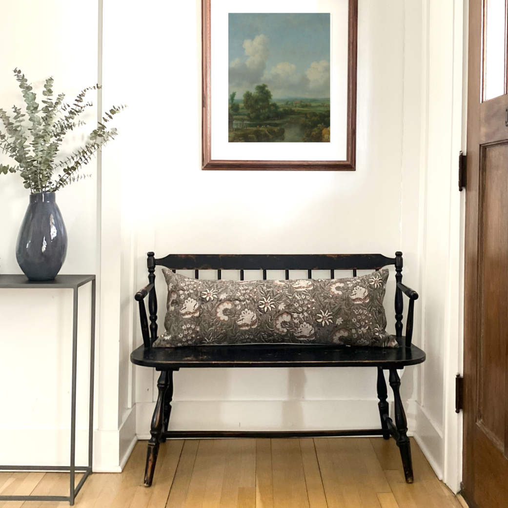 Large Lumbar Pillow Cover - Heirloom Floral Block Print