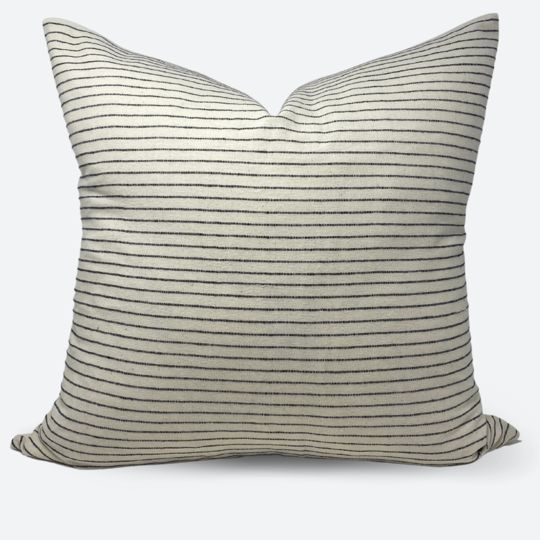 Square Pillow Cover - Black Woven Stripe