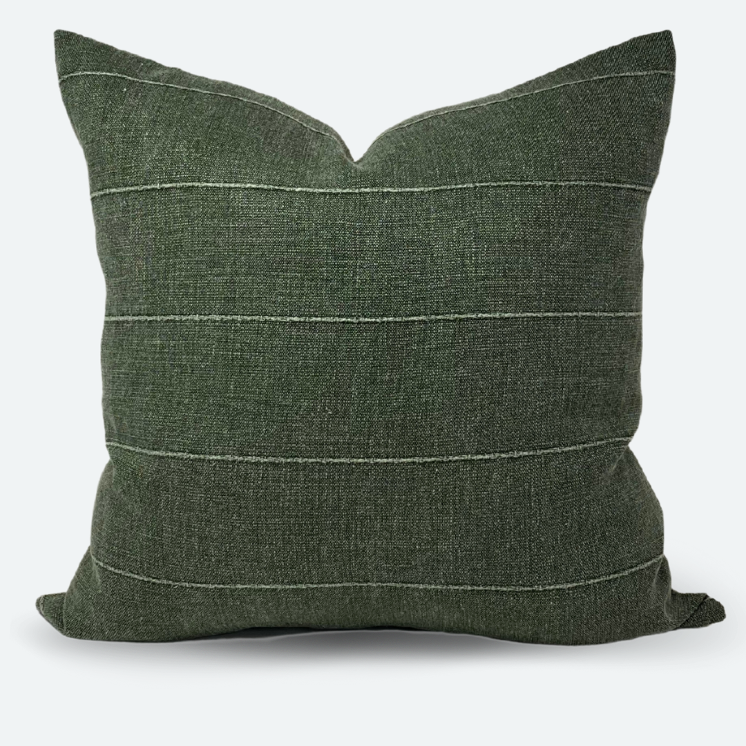 Square Pillow Cover Dusty Green Stripe