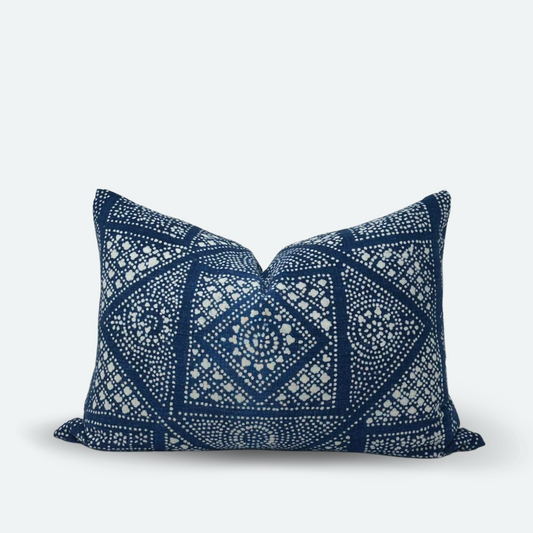 Medium Lumbar Pillow Cover - Vintage Indigo Batik | FINAL SALE