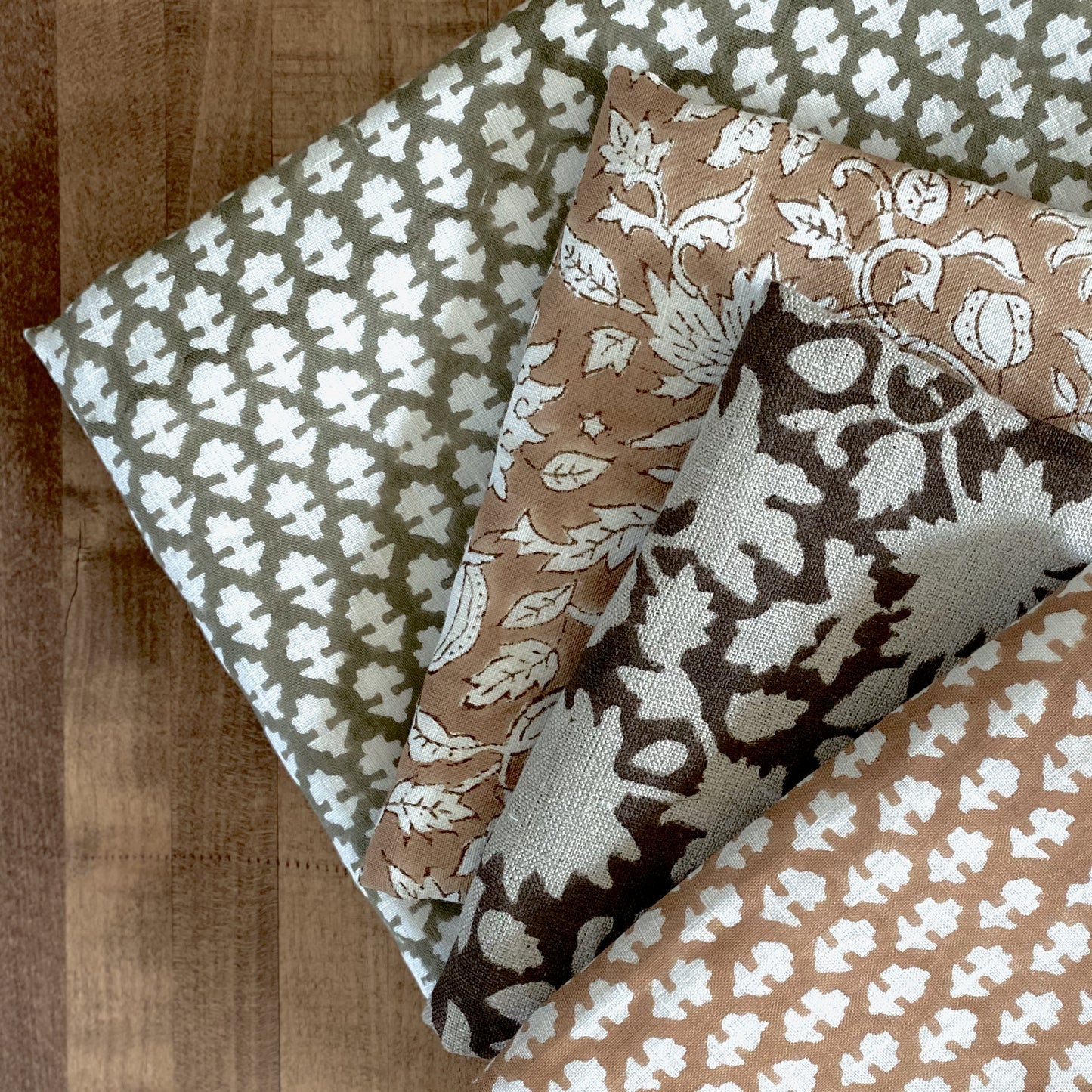 Large Lumbar Pillow Cover - Cocoa Floral Vine Block Print
