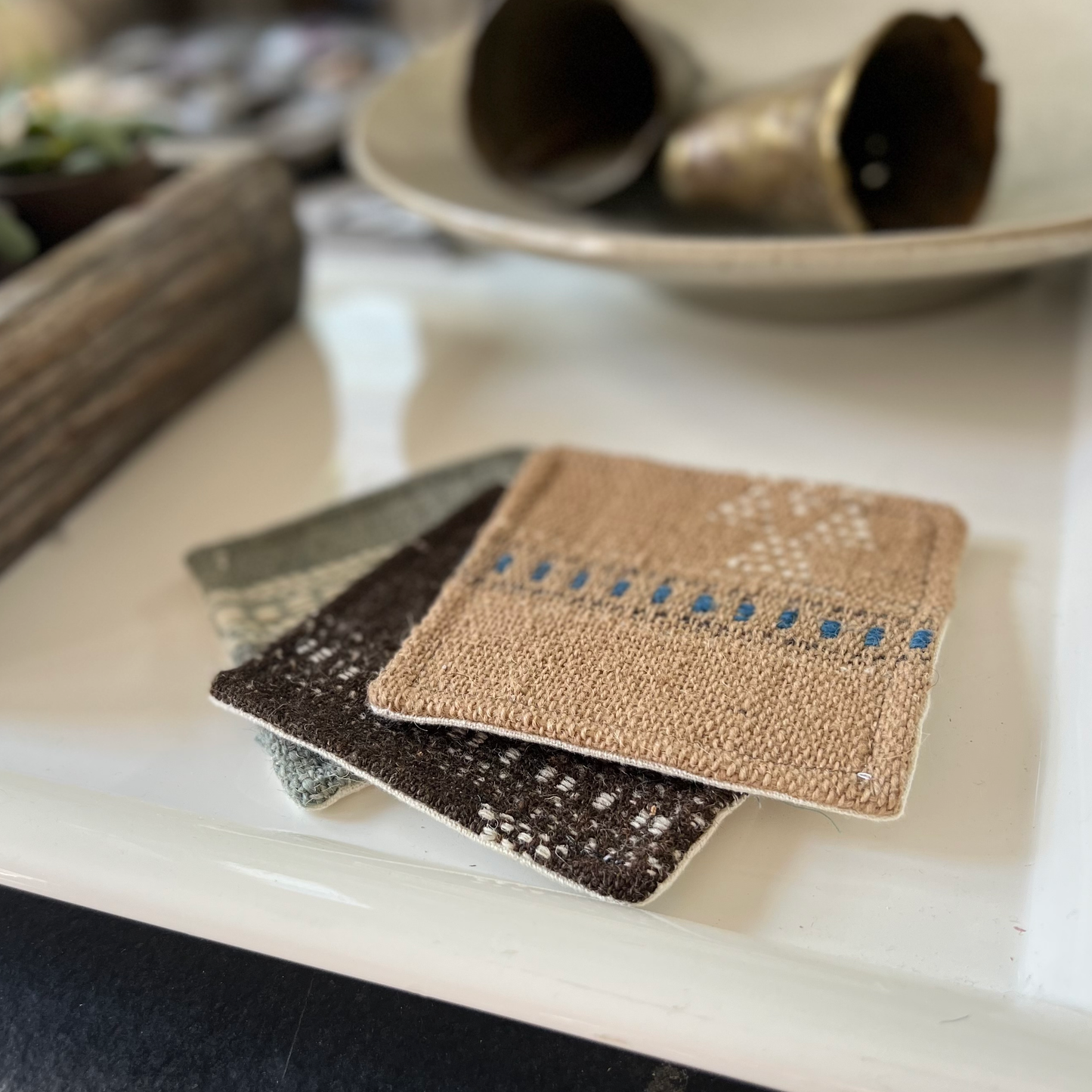 4 pc Indian Wool Coaster Set