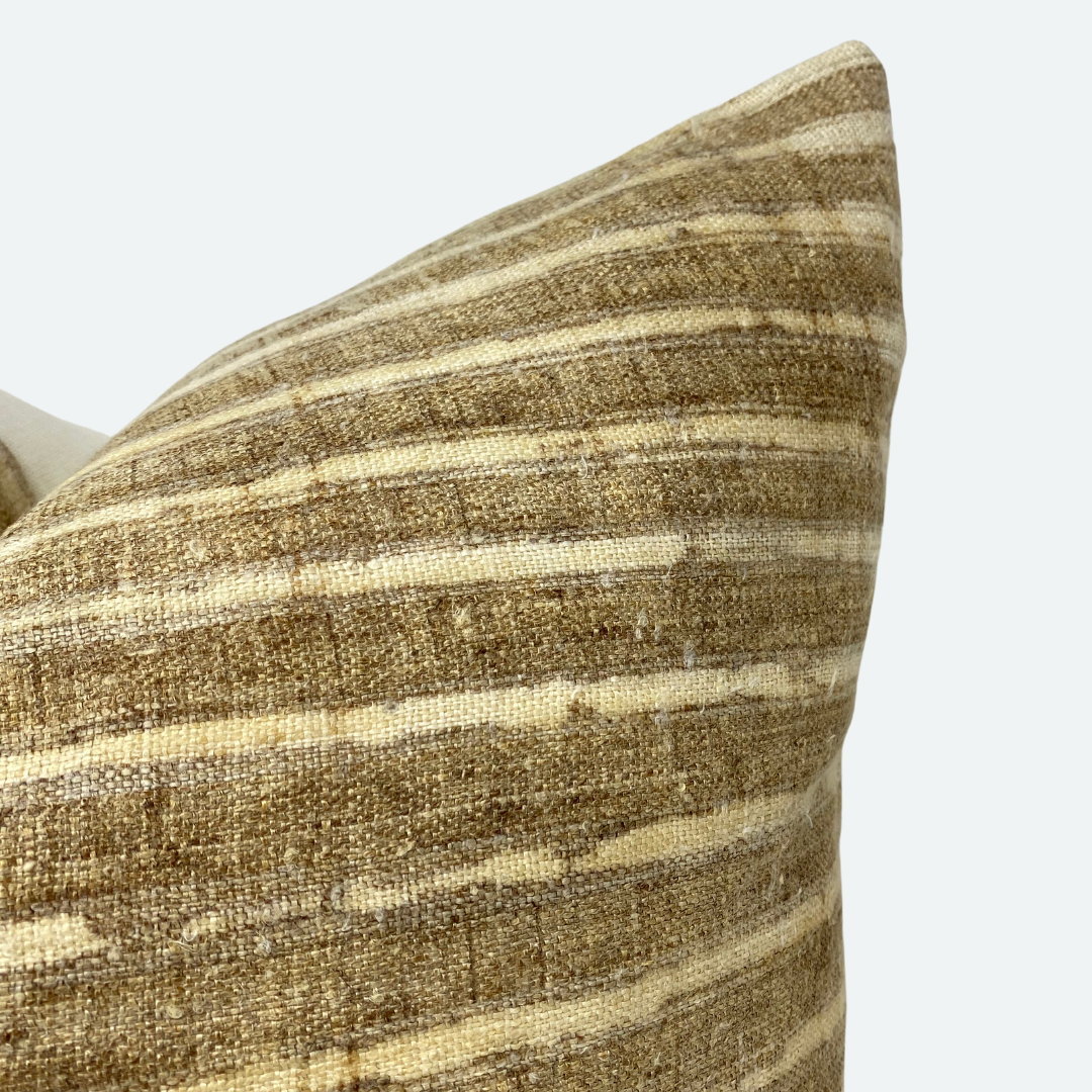 Square Pillow Cover - Oatmeal Stripe Hemp | FINAL SALE