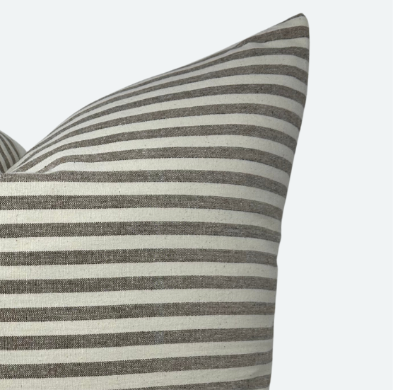 CUSTOM Pillow Cover - Latte Woven Stripe