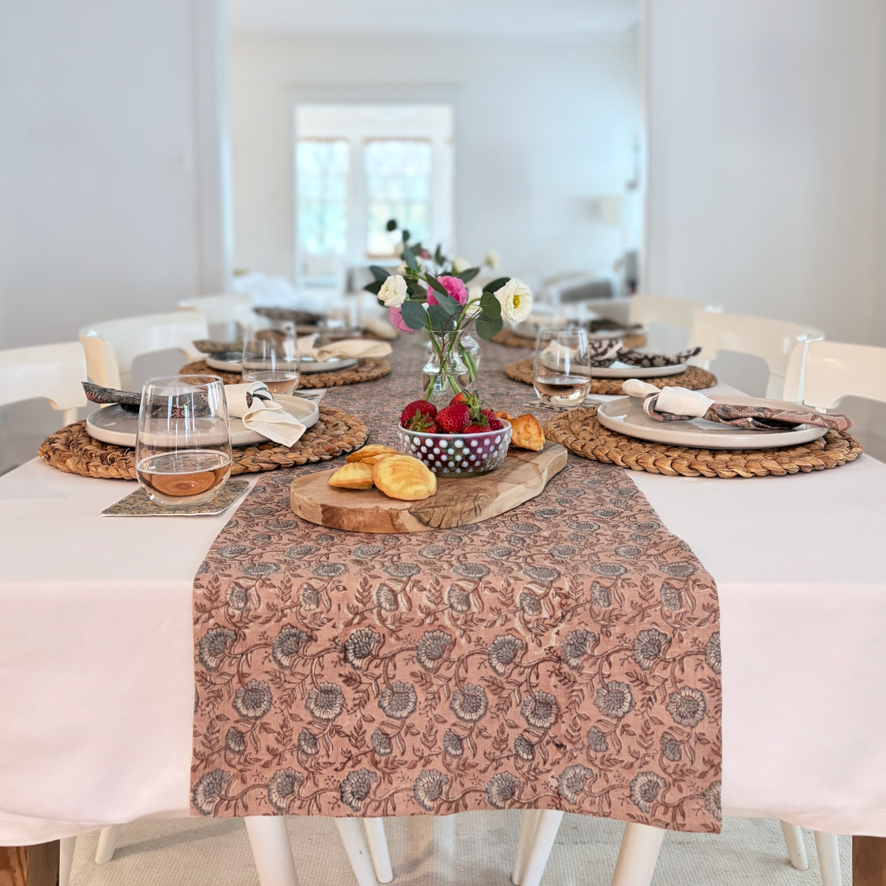 Block Print Linen Table Runner | 15"x72"