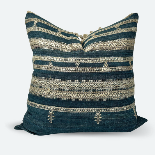 Square Pillow Cover - Antique Indigo Indian Silk