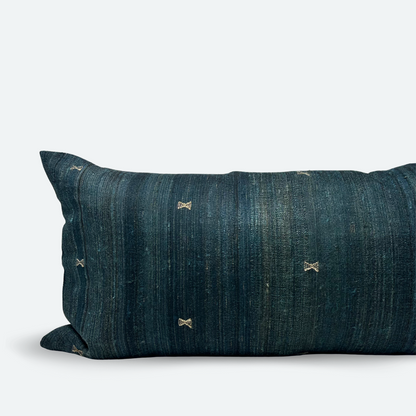 Large Lumbar Pillow Cover - Antique Indigo Indian Silk