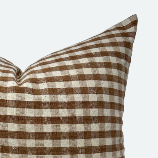 CUSTOM Pillow Cover - Fawn Woven Gingham