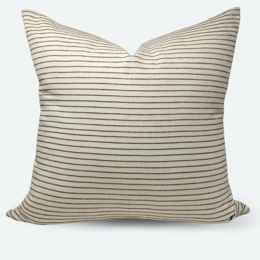 Square Pillow Cover - Camel Woven Stripe
