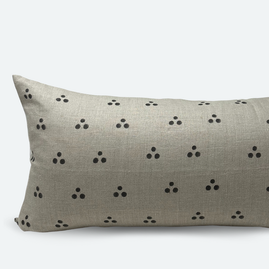 Large Lumbar Pillow Cover - Slate Grey Dot Block Print