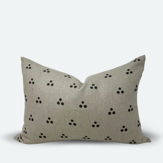 Medium Lumbar Pillow Cover - Slate Grey Dot Block Print