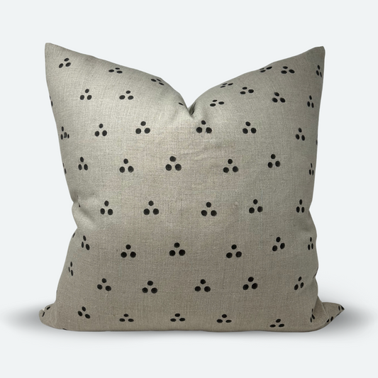 Square Pillow Cover - Slate Grey Dot Block Print