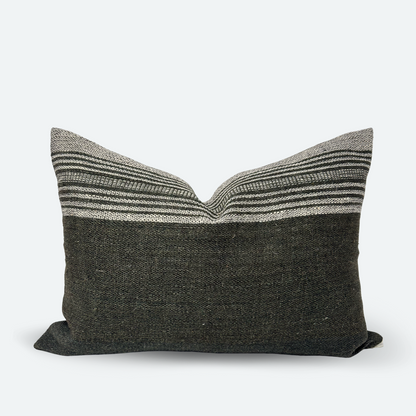 Medium Lumbar Pillow Cover - Cocoa Indian Wool Stripe