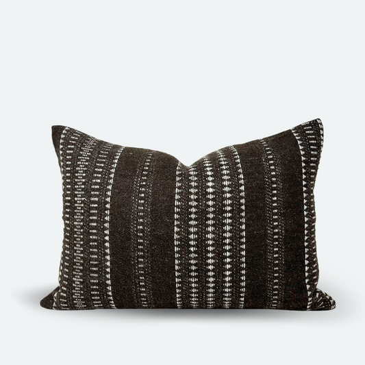 Medium Lumbar Pillow Cover - Cocoa Indian Wool Stripe