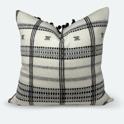 Square Pillow Cover - Cream and Brown Indian Wool Stripe