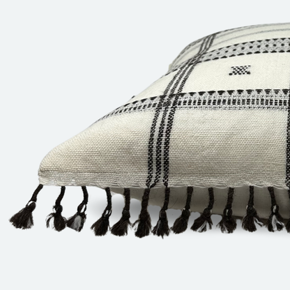 Square Pillow Cover - Cream and Brown Indian Wool Stripe
