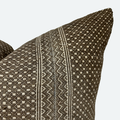 Square Pillow Cover - Brown Embroidered Chinese Wedding Blanket