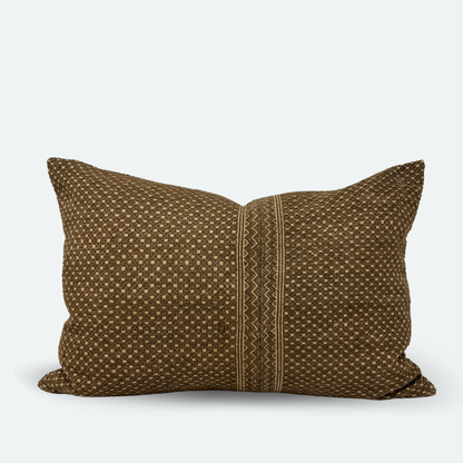 Medium Lumbar Pillow Cover - Brown Embroidered Chinese Wedding Blanket