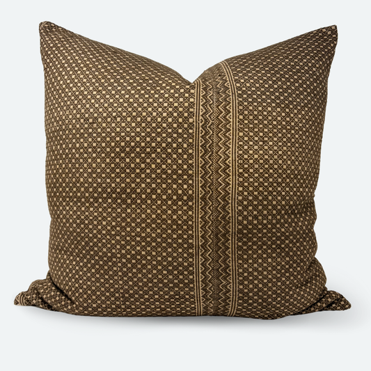 Square Pillow Cover - Brown Embroidered Chinese Wedding Blanket