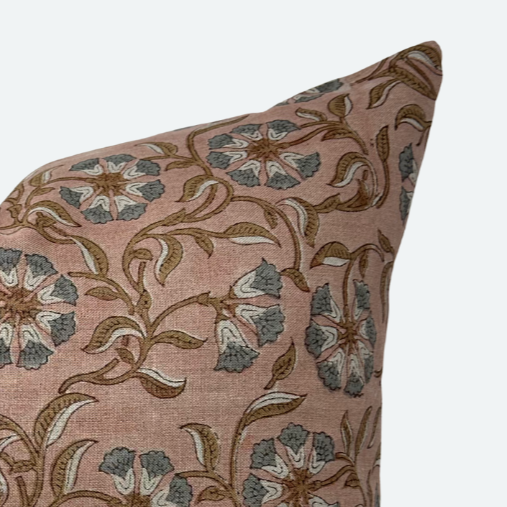 CUSTOM Pillow Cover - Dusty Pink Wild Floral Block Print