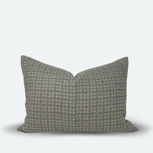 Medium Lumbar Pillow Cover - Dusty Blue Diamond Block Print
