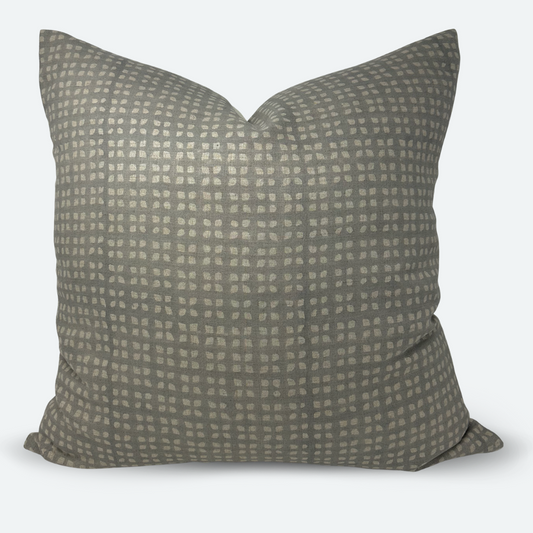Square Pillow Cover - Dusty Blue Diamond Block Print