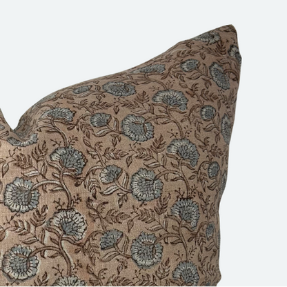CUSTOM Pillow Cover - Dusty Pink Garden Block Print