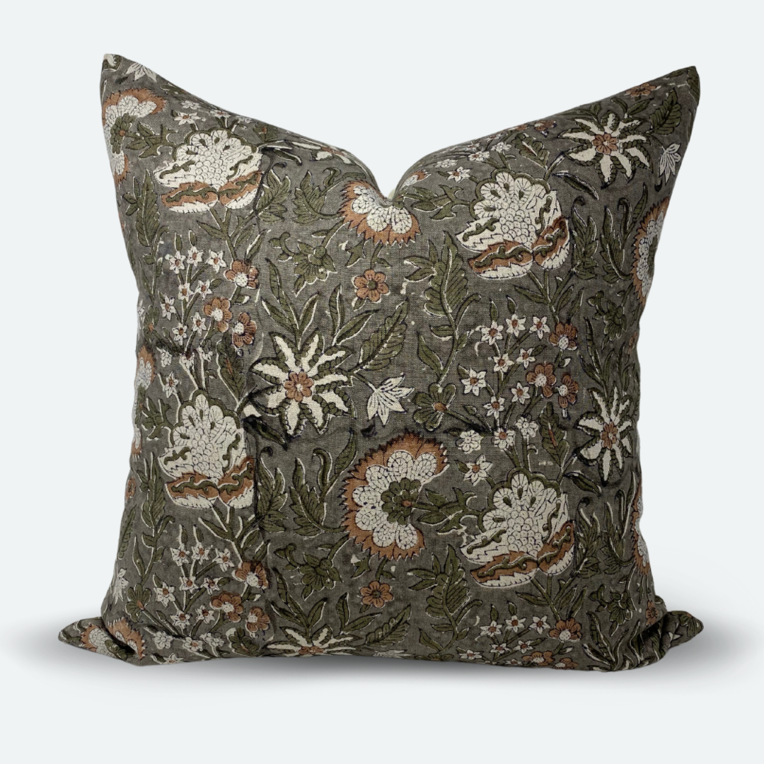 CUSTOM Pillow Cover - Heirloom Floral Block Print