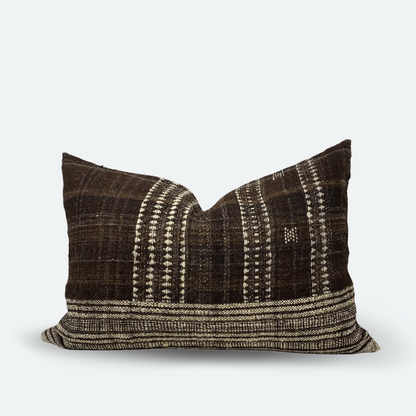 Medium Lumbar Pillow Cover - Cocoa Indian Wool Stripe