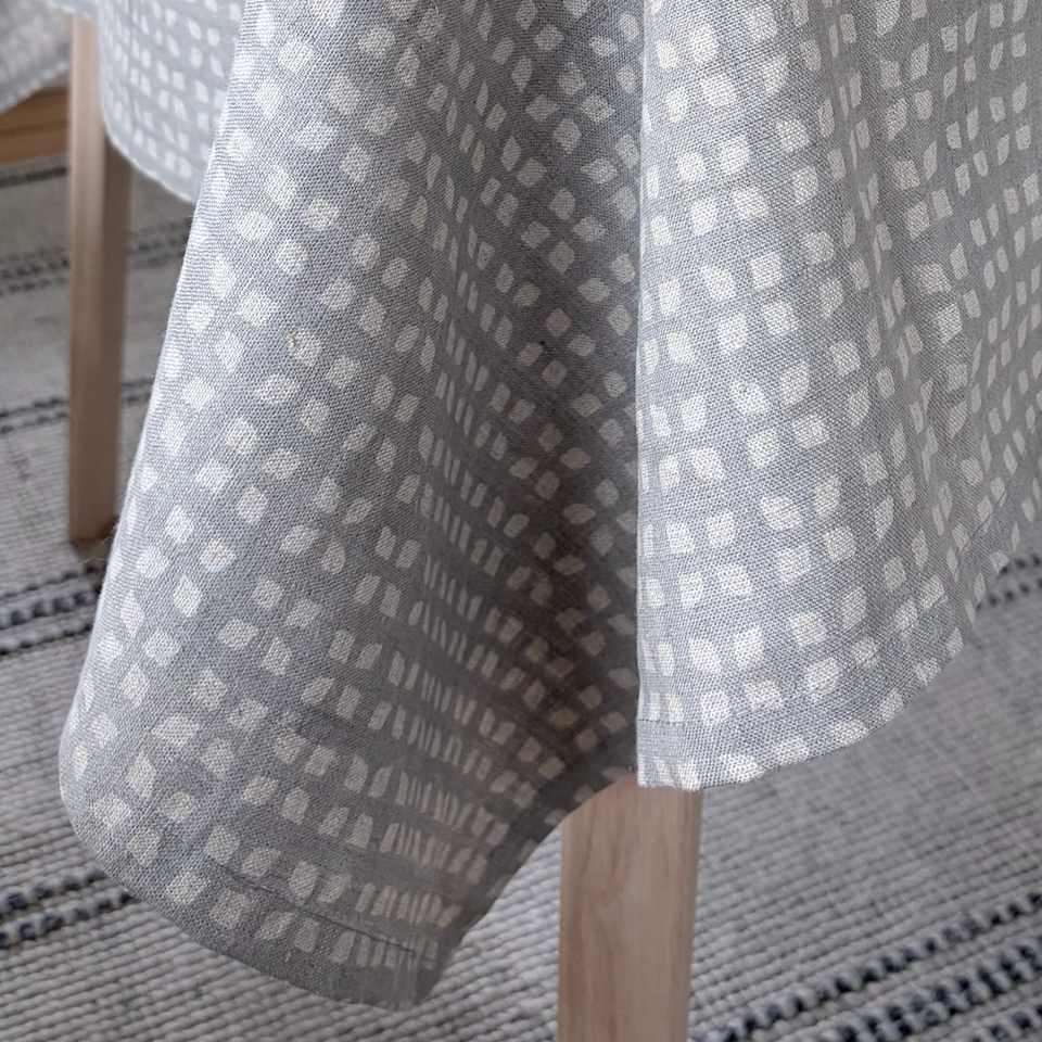 Block Print Linen Square Tablecloth | 56"x56"