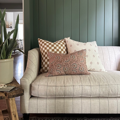 CUSTOM Pillow Cover - Terracotta Checkered Block Print