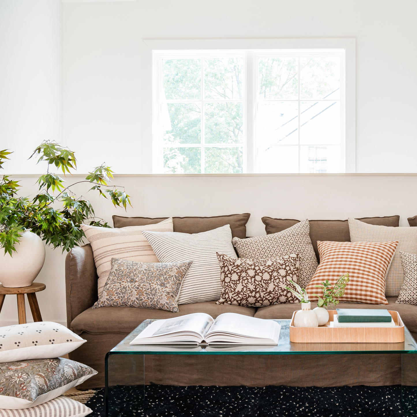 Square Pillow Cover - Heirloom Floral Block Print