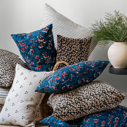 Medium Lumbar Pillow Cover Slate Grey Dot Block Print – EVERAND